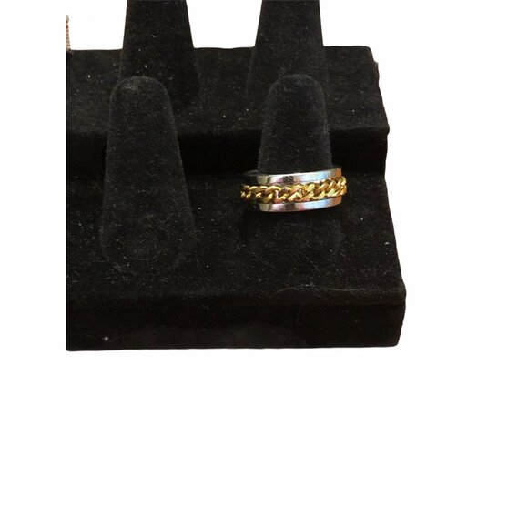 Stainless Steel Chain Spinner Ring Gold & Silver Unisex Sizes 7-10 Wedding Band - Picture 3 of 5